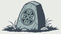 Ancient Memorial Stone Vector with Ornate Celtic Knotwork Symbolism, vector design Generative AI Royalty Free Stock Photo