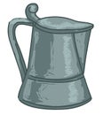 Ancient metal jug with handle and lid cap vector Royalty Free Stock Photo