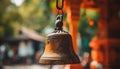 Ancient metallic bell ringing, symbol of old fashioned spirituality generated by AI