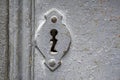 Ancient metallic door detail on grey gate, Rio