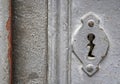Ancient metallic door detail on grey gate, Rio