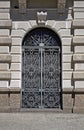 Ancient metallic grille door on facade in downtown Rio