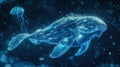 An ancient Metriorhynchus basking in the warm glow of bioluminescent jellyfish its sharp eyes scanning the water for any