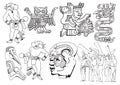 Ancient Mexican tattoo. Set of Aztec labels and elements. Vector set illustration template tattoo. Royalty Free Stock Photo
