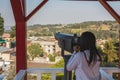 Ancient mining structure in the shape of a tower with its characteristic red color