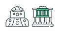 Ancient and Modern Architecture Contrast Icon, vector design Generative AI Royalty Free Stock Photo