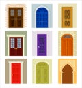 Ancient and Modern Doors as Hinged Movable Barrier Vector Set