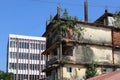 Ancient and Modern - Old and New Buildings near Fish Market, Rue Heliodoro Salgado, Panaji, Goa, India. Royalty Free Stock Photo