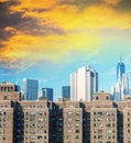 Ancient and modern skyscrapers of New York - Manhattan skyline a Royalty Free Stock Photo