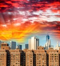 Ancient and modern skyscrapers of New York - Manhattan skyline a Royalty Free Stock Photo