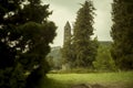 Ancient monastery in Glendalough, Wicklow Mountains of Ireland - travel photography. Stone monastic Church of Saint Kevin. Royalty Free Stock Photo