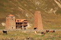 The ancient monastery and tower in the Truso gorge (Georgia)