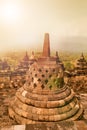 Ancient monument of Borobudur Buddhist temple at sunrise, Yogyakarta, Java Indonesia.