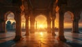 Ancient monuments illuminates majestic sunset, revealing stunning architecture