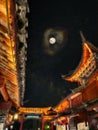 Ancient Moon over Ancient City Royalty Free Stock Photo