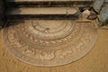 Ancient moonstone at the Buddhist temple. Anuradhapura