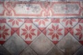 Ancient mosaic ceramic floor tiles pattern interior for old Buddhism temple architecture decoration building antique retro style