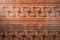 Ancient mosaic ceramic floor tiles pattern interior for old Buddhism temple architecture decoration building antique retro style