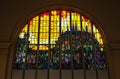 Ancient mosaic color window on station in Luxembourg