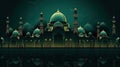 Ancient mosque at night. Ramadan. Travel Taj Mahal abstract background illustration.