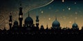 Ancient mosque at night. Ramadan. Travel Taj Mahal abstract background illustration.