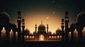 Ancient mosque at night. Ramadan. Travel Taj Mahal abstract background illustration.