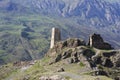 Ancient mountain fortress in the Caucasus Mountains