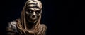 Ancient mummy on a dark background. Halloween image with copy space. Generative AI