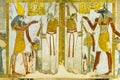 Ancient mural of god Horus and Anubis Royalty Free Stock Photo