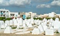 Ancient Muslim cemetery at the walls of Medina of Kairouan, Tunisia Royalty Free Stock Photo