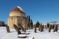 Ancient muslim graveyard. Ancient historical mausoleums complex of the 16th century. Shamakhi, Azerbaijan.