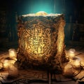 Ancient Mysterious Artifact with Intricate Inscriptions and Otherworldly Glow