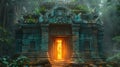An ancient mystical doorway adorned with intricate symbols glows with an otherworldly energy beckoning travelers to take