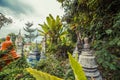 Ancient mystical thai cemetery near old temple. Thailand.