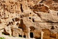 Ancient Nabataean Rock-Cut Tombs in Little Petra, Jordan Royalty Free Stock Photo