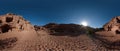 Ancient Nabataean sandy tombs carved in sandstone in Petra - Jordan, clear sunny sky with shadows Royalty Free Stock Photo