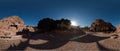 Ancient Nabataean tombs carved in sandstone in Petra - Jordan, clear sunny sky with shadows Royalty Free Stock Photo