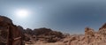 Ancient Nabataean tombs carved in sandstone rock, Petra, Jordan, clear sunny sky top view Royalty Free Stock Photo