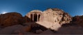 Ancient Nabataean tombs carved in sandstone and tiles in Petra - Jordan, clear sky Royalty Free Stock Photo