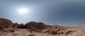 Ancient Nabataean tombs carved in sandstone and tiles in Petra - Jordan, clear sunny sky Royalty Free Stock Photo