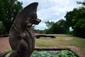 Ancient naga or antique naka statue in Prasat Hin Phanom Rung Stone Castle Sanctuary building Khmer temple style in Historical