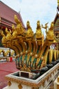 Ancient naga or antique naka statue for thai people travelers travel visit and respect praying blessing wish myth or holy mystery