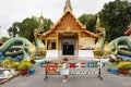 Ancient naga or antique naka statue of Wat Phra Kaew temple for thai people traveler travel visit and respect praying and blessing Royalty Free Stock Photo