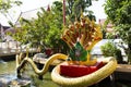 Ancient naka or naga Himmapan animal creature of Himavanta legendary forest in garden of ubosot ordination hall for thai people