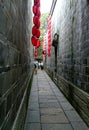 A ancient narrow alley in Chinese style ,with red latterns Royalty Free Stock Photo