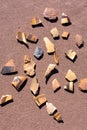 Collected pottery sherds from ancient Hopi people in Arizona`s Homolovi State Park