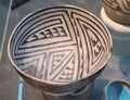 Ancient Native American Sosi Black on White Pottery Bowl in the Museum of Northern Arizona Royalty Free Stock Photo