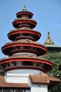 Ancient nepalese architecture building roof and antique old ruins nepali Nasal Chok Hanuman Dhoka Royal Palace at Basantapur