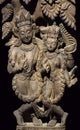 Ancient Nepalese wooden carving with Apsaras Royalty Free Stock Photo