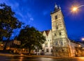 Ancient New Town Hall Tower and night lights, Prague, Czech Republic Royalty Free Stock Photo